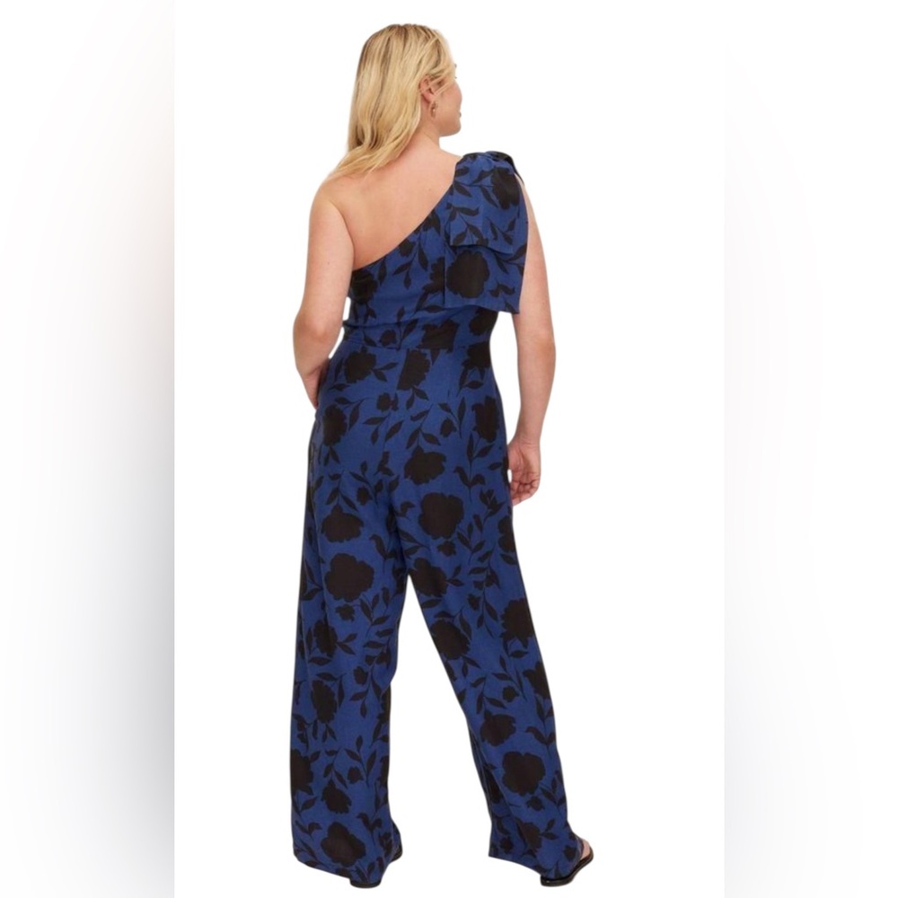 Kate Spade Blue and Black Floral Jumpsuit Wide-Leg Design - Picture 11 of 12